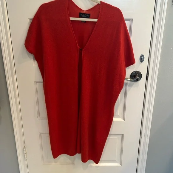 Cashmere long open sweater with side slits - Picture 1 of 2